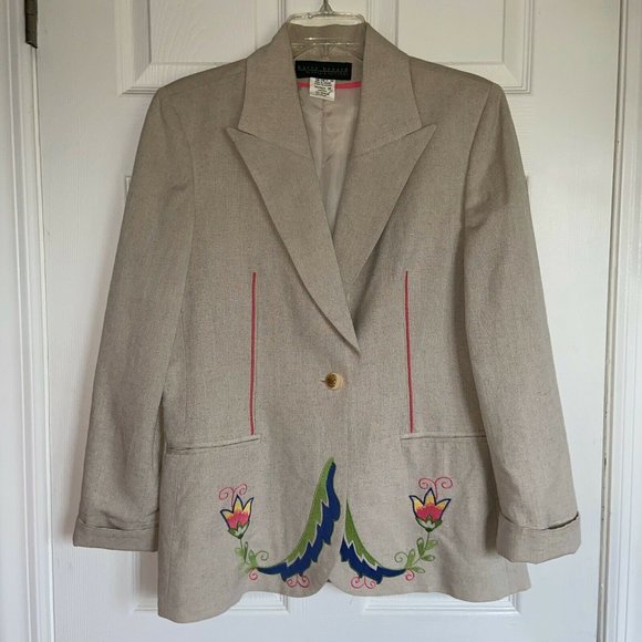 Harve Benard Jackets & Blazers - Harve Benard 55% Linen Khaki Sand Jacket Size 12,
